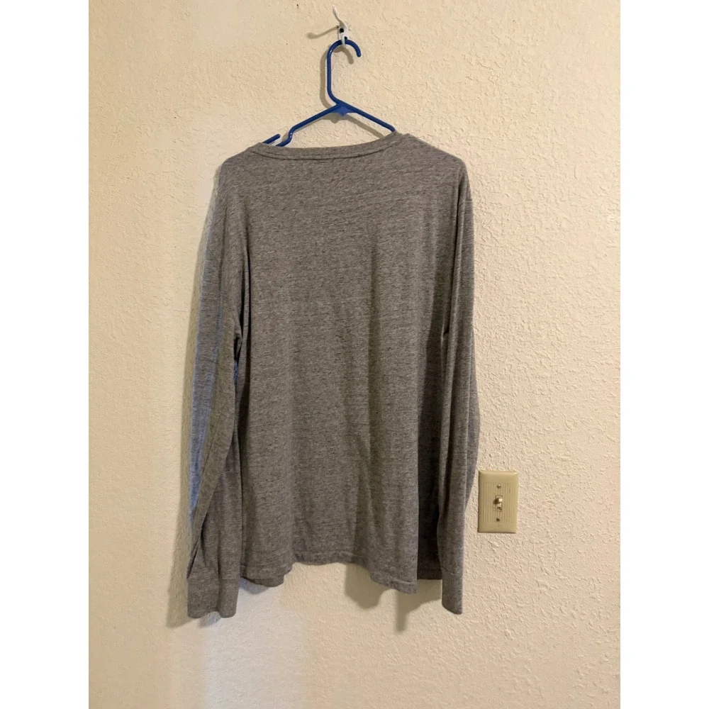 Polo Ralph Lauren Mens Long Sleeve T-Shirt Heather Grey Cotton Pony Logo Large